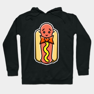 Adorable Hot Dog with Mustard and a Cheesy Bow Tie - Cute Food Gift - Hot Dog Hoodie